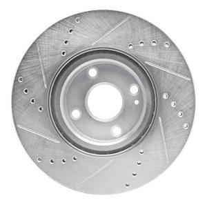 Fiat 124 Spider Brake Rotor (1) - Front Right - R1 Concepts - Drilled & Slotted - Silver - `16-`25